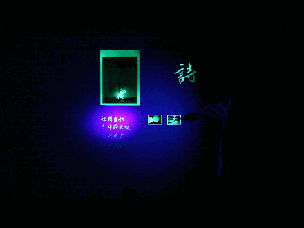 《时光之尘－记忆的洞穴》混合媒介装置（感光图像、文字、UV光手电）尺寸可变  2012