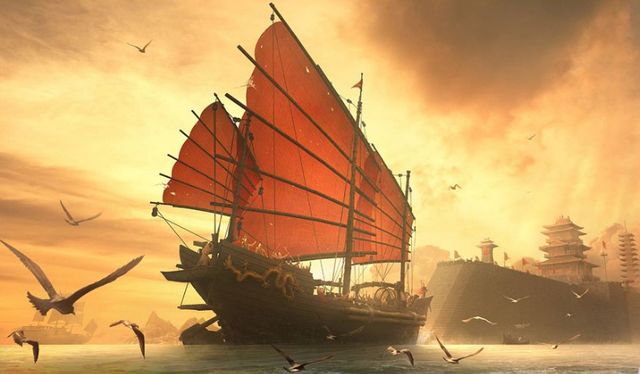 Gigantic “treasure ships” of Zheng He's fleet